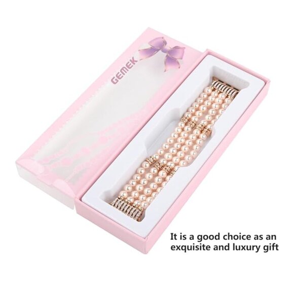 Beaded Pearl Bracelet Watch Band For Apple iWatch Series 9/8/7/6/5/4/3/2/1 - Picture 5 of 10